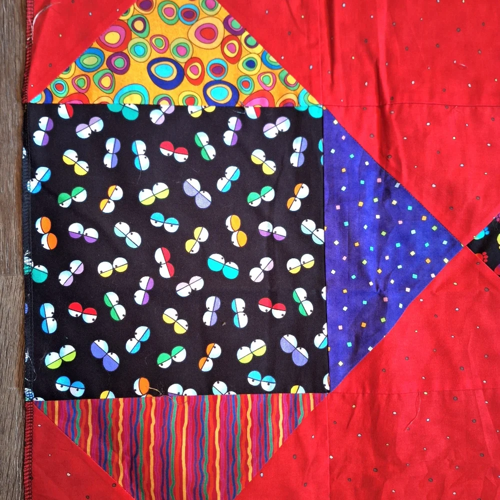 Whimsical Dragon Characters Patchwork Quilt Top, Handmade, NWOT